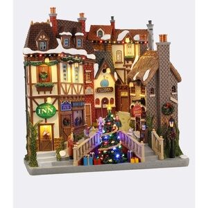 Charming Lighted Christmas Village Scene